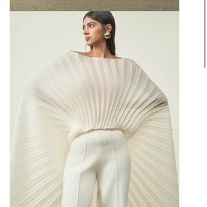 Phu Van Structured Pleated Shimmering Satin Top